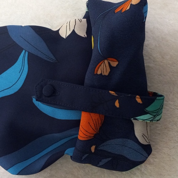 Nannette Lepore Dark Navy Floral Print Patio Maxi Button Up Dress NWT - Picture 13 of 14